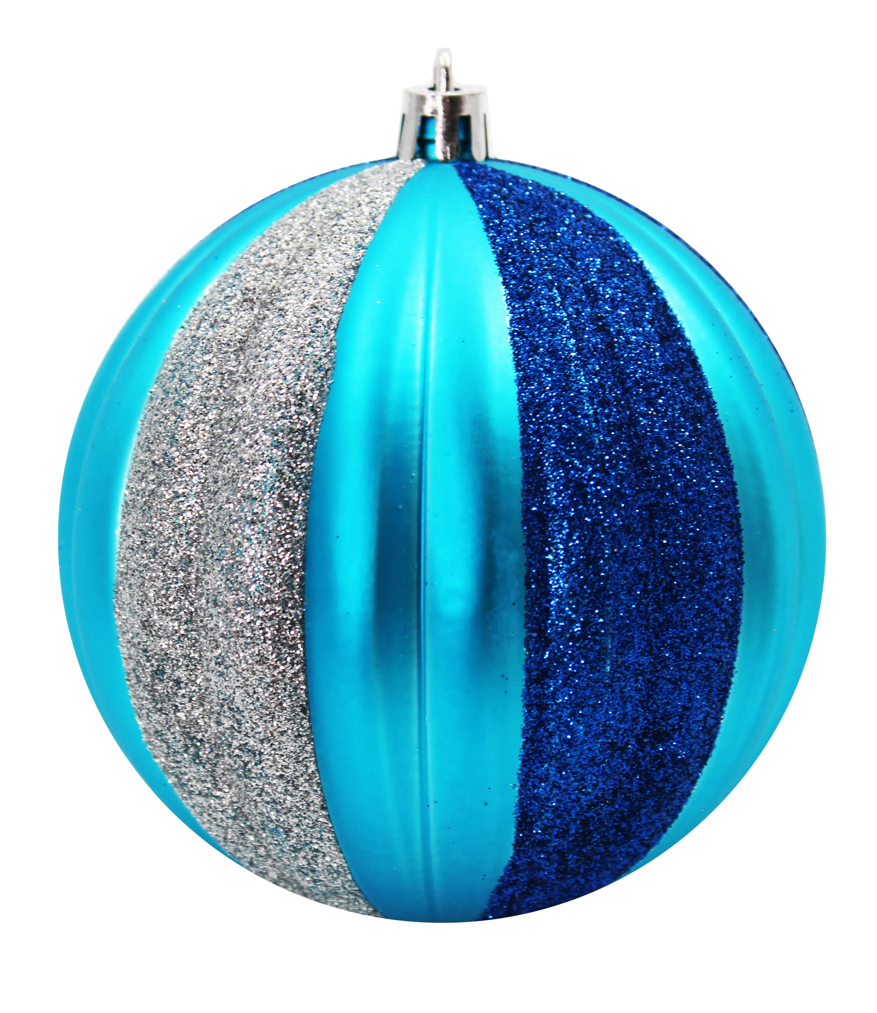 12 Pack Blue, Aqua and Silver Assorted Ball Ornaments