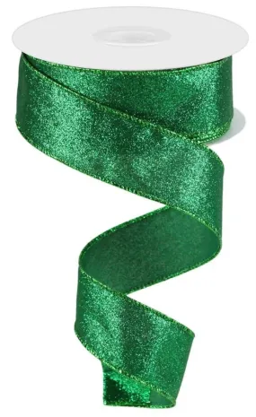 1.5" Shimmer Glitter Ribbon: Emerald Grn - 10yds