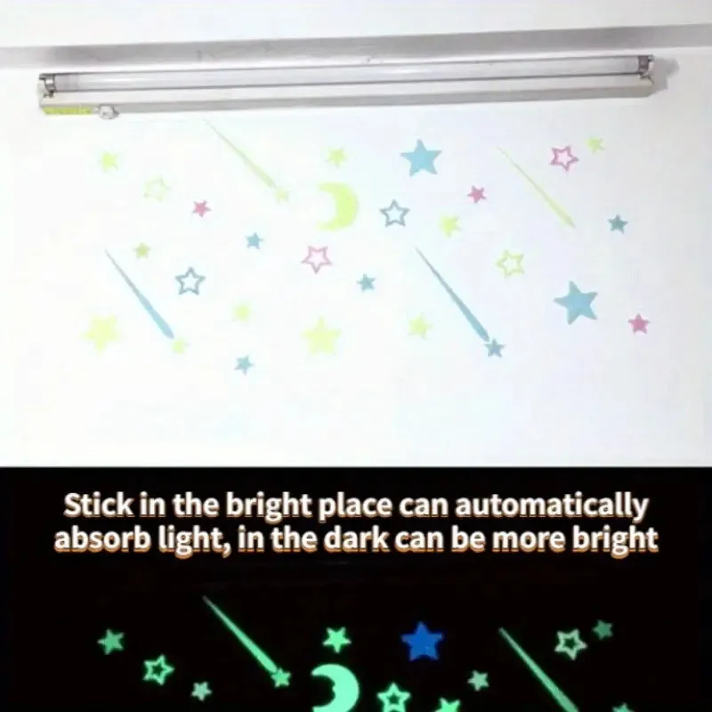175-Pieces: Reusable Glow-in-the-Dark Star Wall Stickers with Shimmery Finish