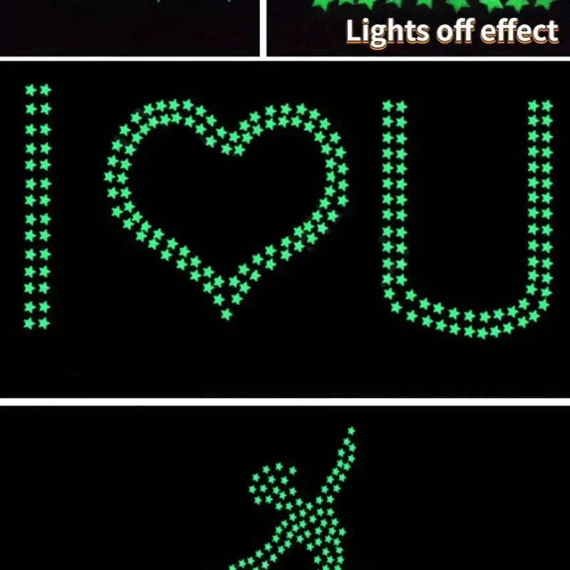 175-Pieces: Reusable Glow-in-the-Dark Star Wall Stickers with Shimmery Finish