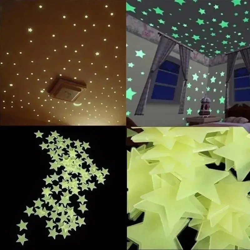 175-Pieces: Reusable Glow-in-the-Dark Star Wall Stickers with Shimmery Finish