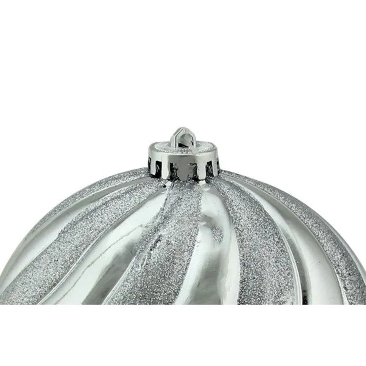 5.5" Silver Swirl Shatterproof Two-Finish Ball Christmas Ornament
