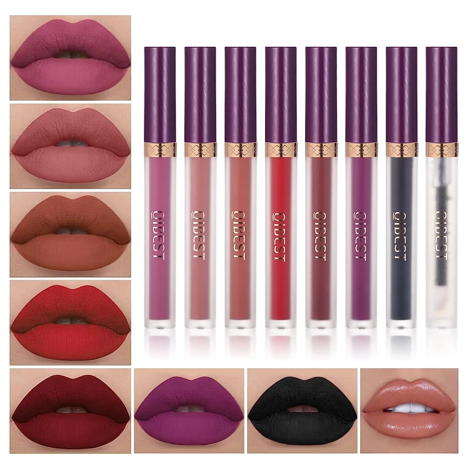 8-Piece Matte Liquid Lipstick Set - Long-Lasting Colors & Lip Plumper, Perfect Gift for Women