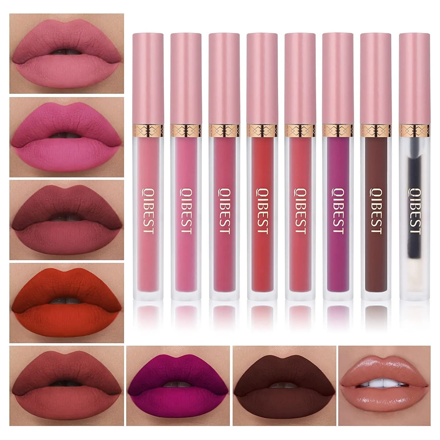8-Piece Matte Liquid Lipstick Set - Long-Lasting Colors & Lip Plumper, Perfect Gift for Women