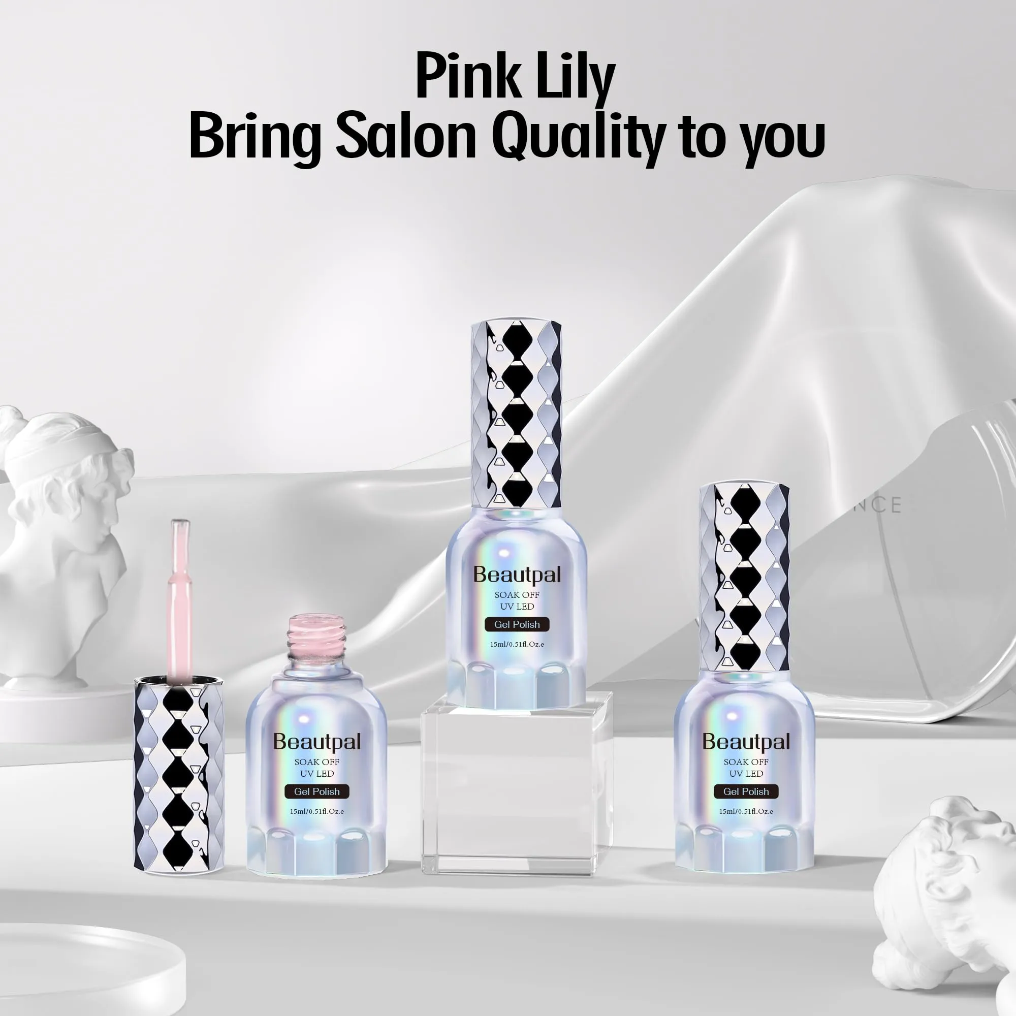 BEAUTPAL Pink Gel Nail Polish 15ML Soak Off UV LED Gel Polish Nail Art Manicure Salon DIY at Home, Color 107 Pink Lily