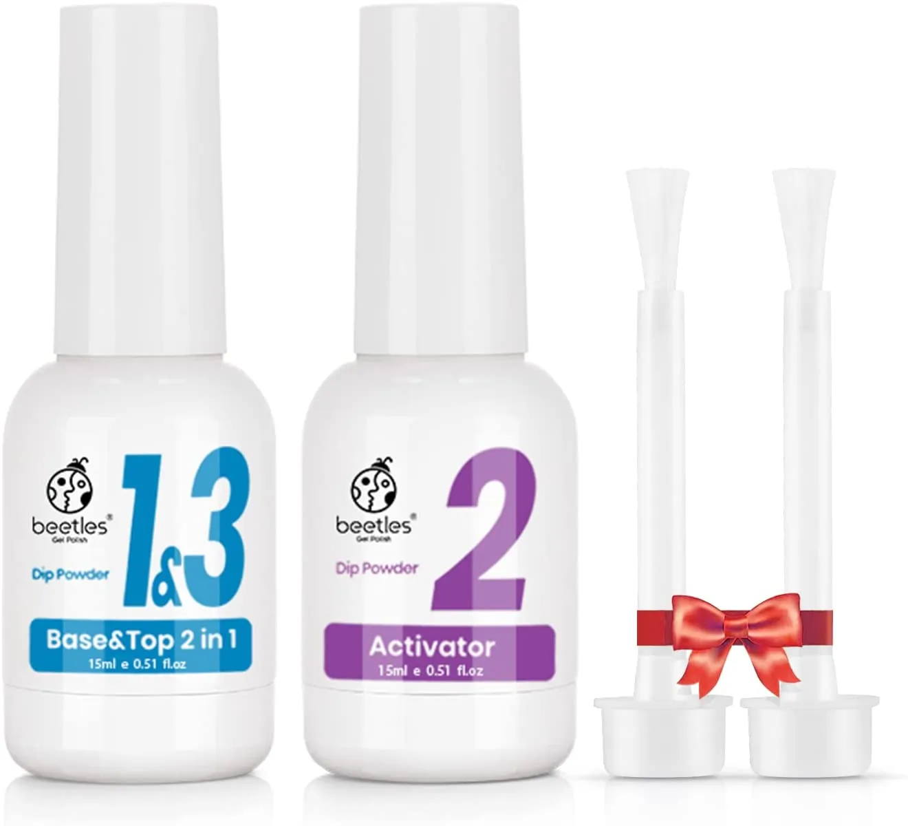 Beetles Dip Powder Gel Liquid Set with Base-Top Coat, Activator, and Brush Savor Dipping Powders Essentials Kit (Steps 1-4), 0.5oz/Bot Dipping-Powder Acrylic Nail Manicure Pedicure