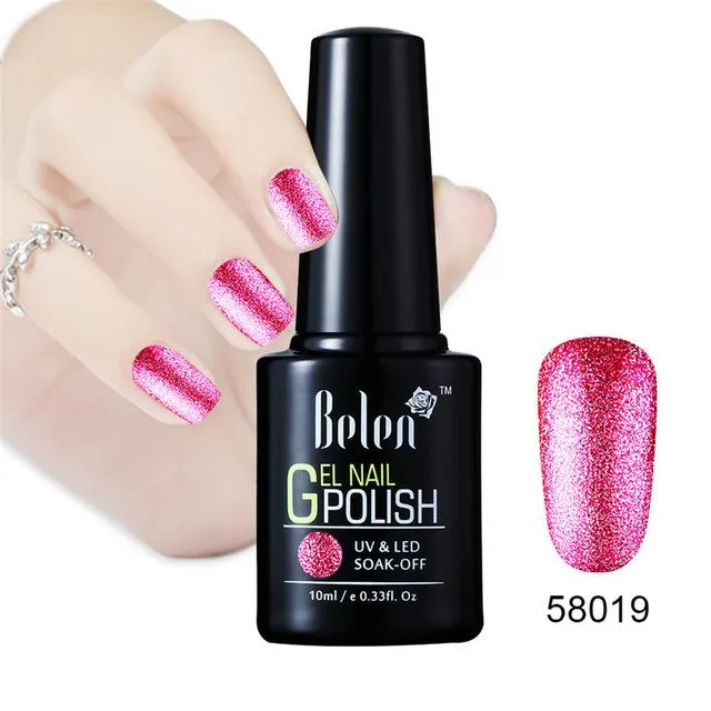 Belen 10ML Bling Glitter Nail Art Platinum Gel Nail Polish UV Gel Nail Polish Varnish Long Lasting Semi Permanent Gel-Lacquer
