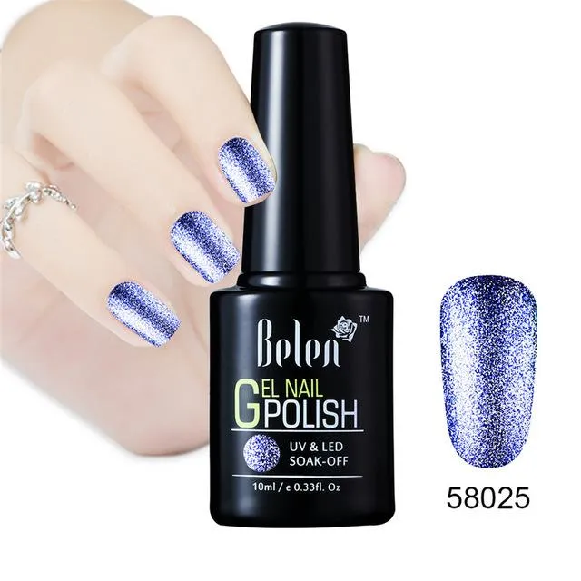 Belen 10ML Bling Glitter Nail Art Platinum Gel Nail Polish UV Gel Nail Polish Varnish Long Lasting Semi Permanent Gel-Lacquer