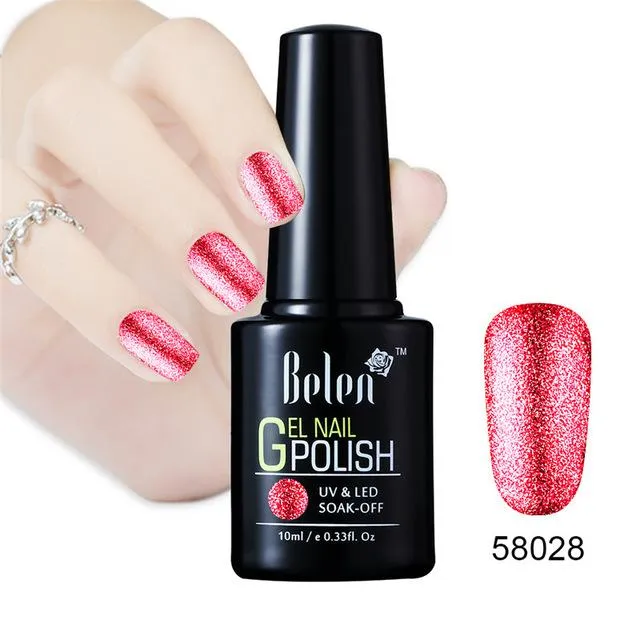 Belen 10ML Bling Glitter Nail Art Platinum Gel Nail Polish UV Gel Nail Polish Varnish Long Lasting Semi Permanent Gel-Lacquer