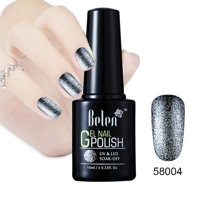 Belen 10ML Bling Glitter Nail Art Platinum Gel Nail Polish UV Gel Nail Polish Varnish Long Lasting Semi Permanent Gel-Lacquer