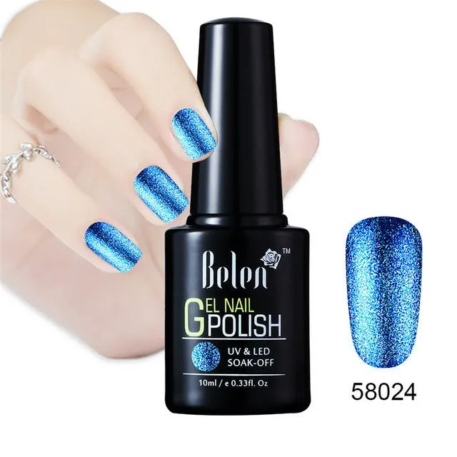 Belen 10ML Bling Glitter Nail Art Platinum Gel Nail Polish UV Gel Nail Polish Varnish Long Lasting Semi Permanent Gel-Lacquer