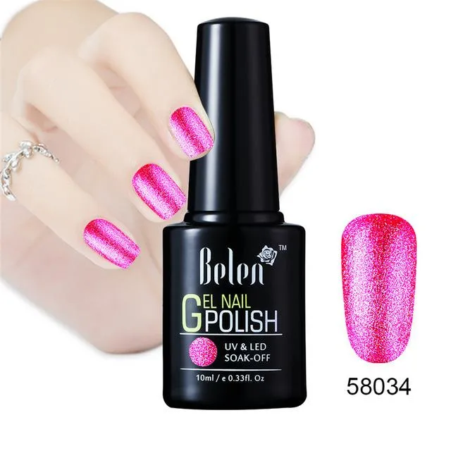 Belen 10ML Bling Glitter Nail Art Platinum Gel Nail Polish UV Gel Nail Polish Varnish Long Lasting Semi Permanent Gel-Lacquer
