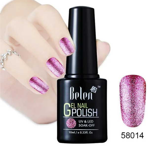 Belen 10ML Bling Glitter Nail Art Platinum Gel Nail Polish UV Gel Nail Polish Varnish Long Lasting Semi Permanent Gel-Lacquer