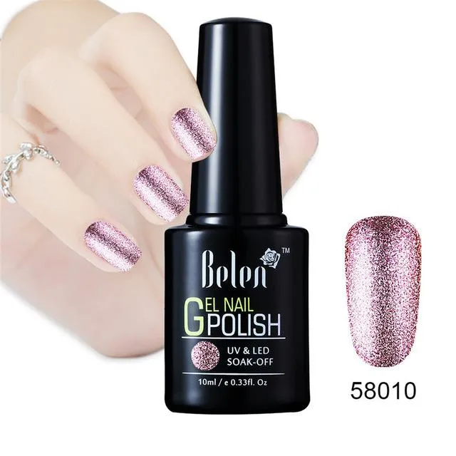 Belen 10ML Bling Glitter Nail Art Platinum Gel Nail Polish UV Gel Nail Polish Varnish Long Lasting Semi Permanent Gel-Lacquer