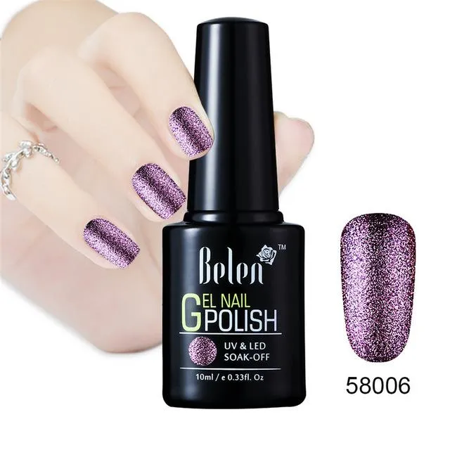 Belen 10ML Bling Glitter Nail Art Platinum Gel Nail Polish UV Gel Nail Polish Varnish Long Lasting Semi Permanent Gel-Lacquer