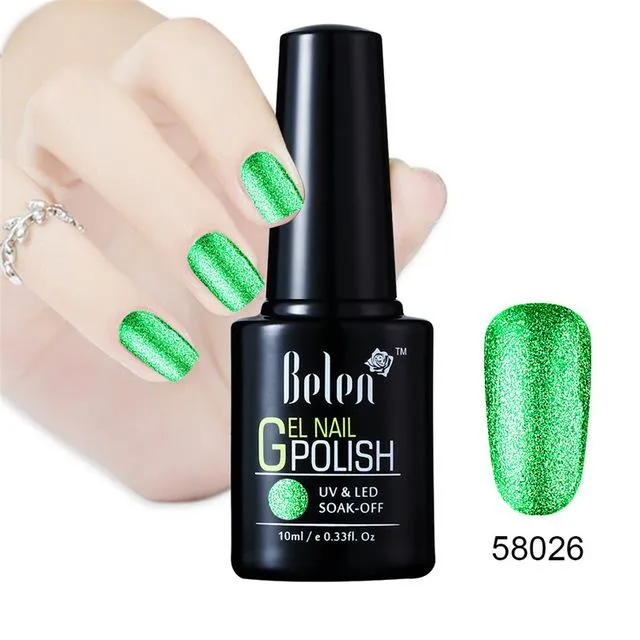 Belen 10ML Bling Glitter Nail Art Platinum Gel Nail Polish UV Gel Nail Polish Varnish Long Lasting Semi Permanent Gel-Lacquer