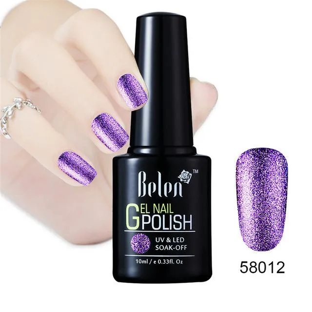 Belen 10ML Bling Glitter Nail Art Platinum Gel Nail Polish UV Gel Nail Polish Varnish Long Lasting Semi Permanent Gel-Lacquer