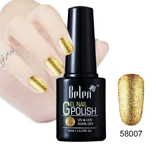 Belen 10ML Bling Glitter Nail Art Platinum Gel Nail Polish UV Gel Nail Polish Varnish Long Lasting Semi Permanent Gel-Lacquer