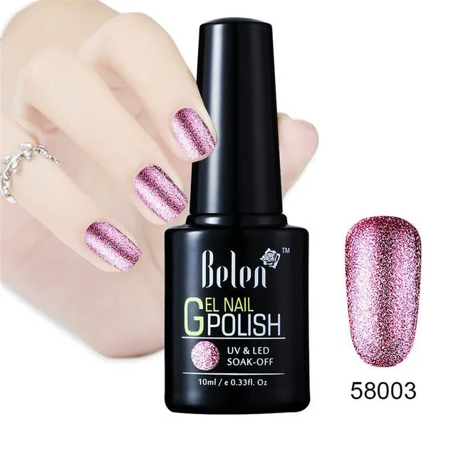 Belen 10ML Bling Glitter Nail Art Platinum Gel Nail Polish UV Gel Nail Polish Varnish Long Lasting Semi Permanent Gel-Lacquer
