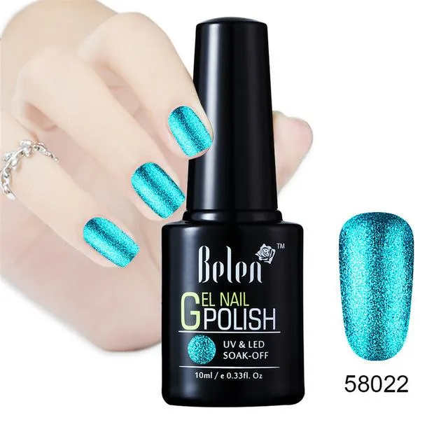 Belen 10ML Bling Glitter Nail Art Platinum Gel Nail Polish UV Gel Nail Polish Varnish Long Lasting Semi Permanent Gel-Lacquer