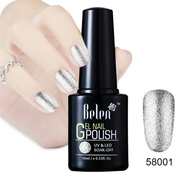 Belen 10ML Bling Glitter Nail Art Platinum Gel Nail Polish UV Gel Nail Polish Varnish Long Lasting Semi Permanent Gel-Lacquer