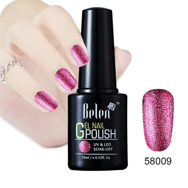 Belen 10ML Bling Glitter Nail Art Platinum Gel Nail Polish UV Gel Nail Polish Varnish Long Lasting Semi Permanent Gel-Lacquer