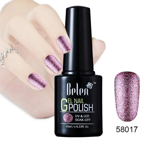 Belen 10ML Bling Glitter Nail Art Platinum Gel Nail Polish UV Gel Nail Polish Varnish Long Lasting Semi Permanent Gel-Lacquer