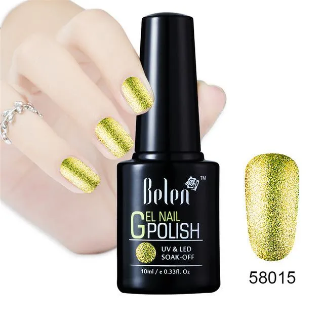 Belen 10ML Bling Glitter Nail Art Platinum Gel Nail Polish UV Gel Nail Polish Varnish Long Lasting Semi Permanent Gel-Lacquer