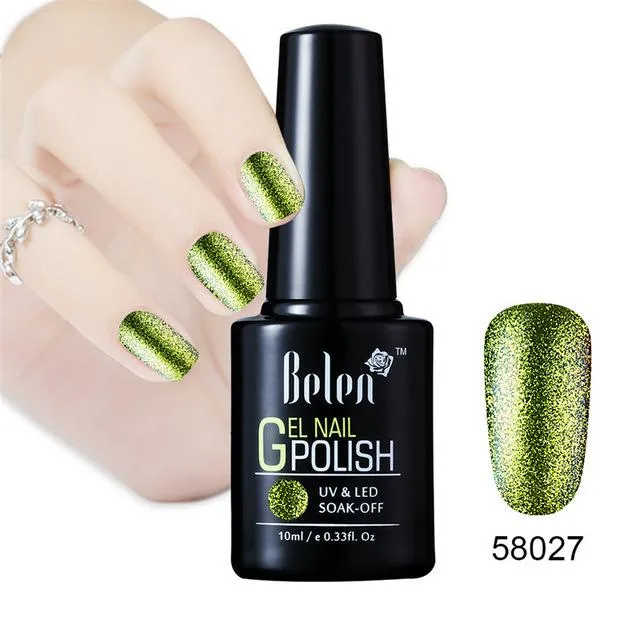 Belen 10ML Bling Glitter Nail Art Platinum Gel Nail Polish UV Gel Nail Polish Varnish Long Lasting Semi Permanent Gel-Lacquer