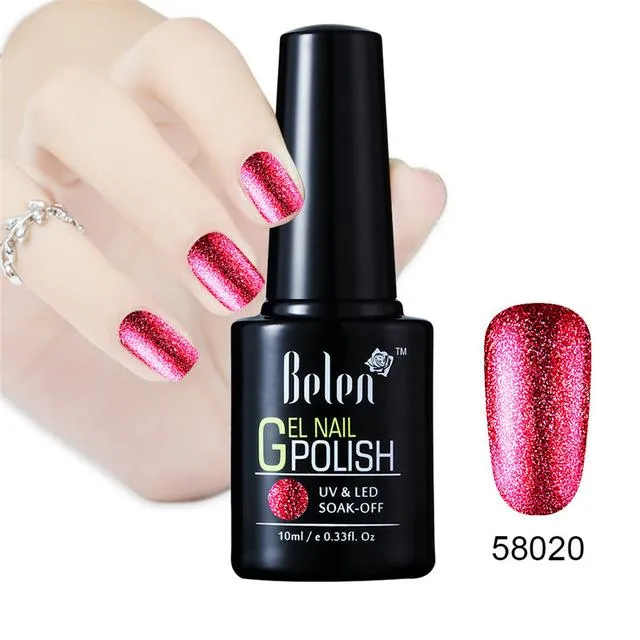 Belen 10ML Bling Glitter Nail Art Platinum Gel Nail Polish UV Gel Nail Polish Varnish Long Lasting Semi Permanent Gel-Lacquer