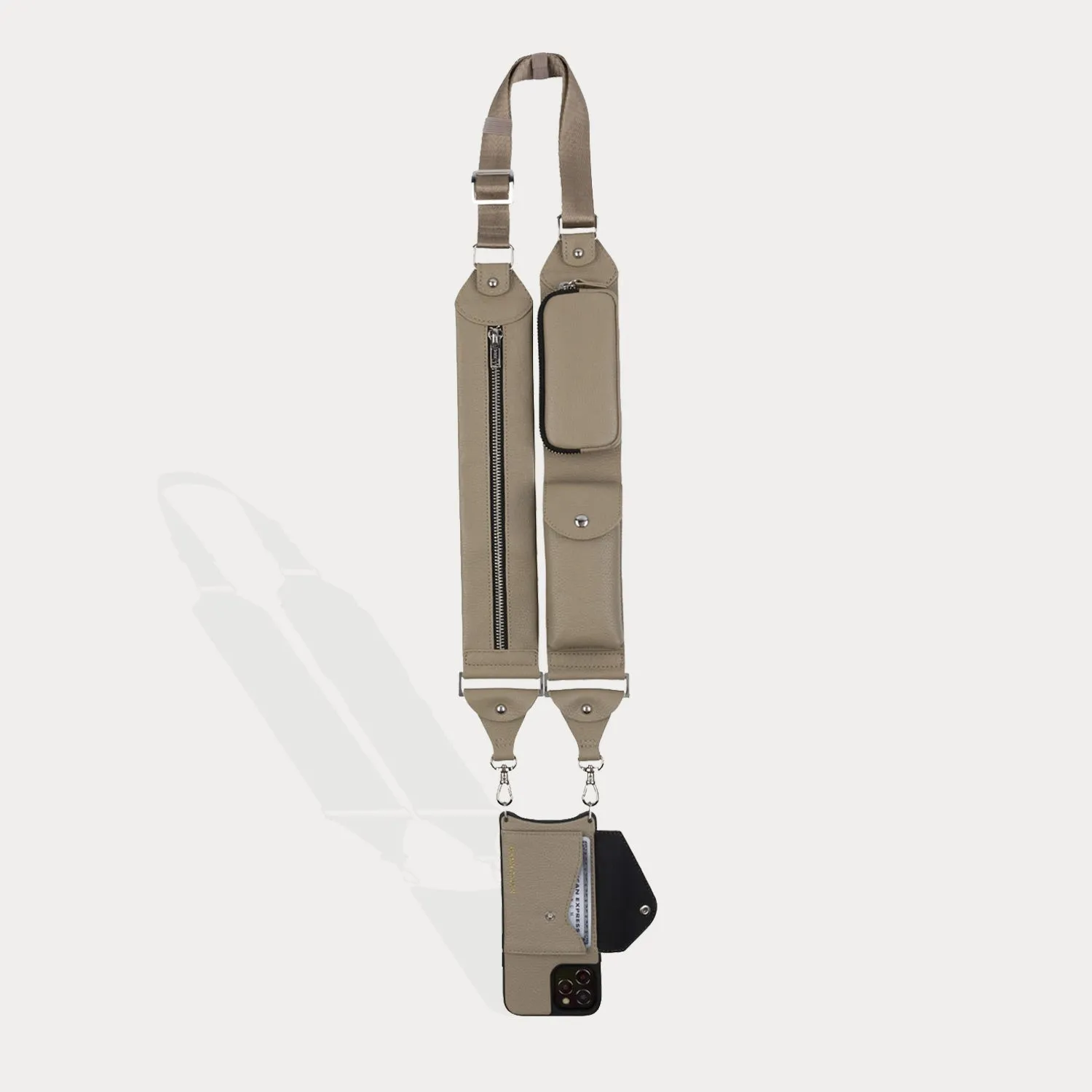 Billie Crossbody Utility Strap-Only - Greige/Silver