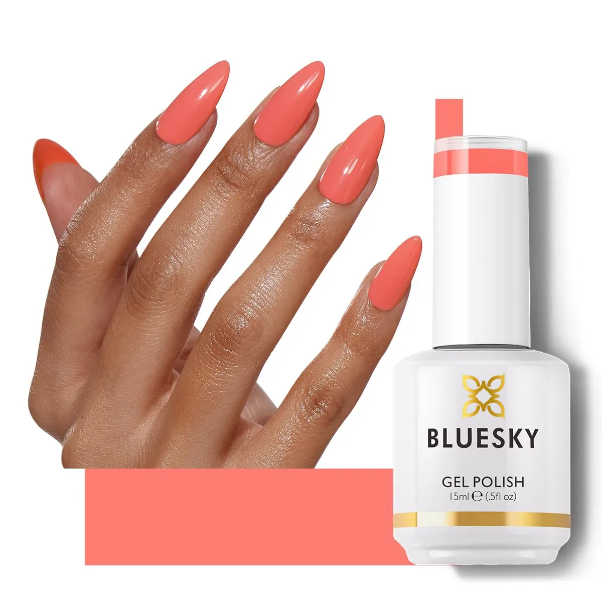 BLUESKY Gel Polish for Nails Color Pink Fragrant, Salon Manicure Single Bottle, Long Lasting&Chip Resistant,15ml,DC033P/ELEGANT ORANGE