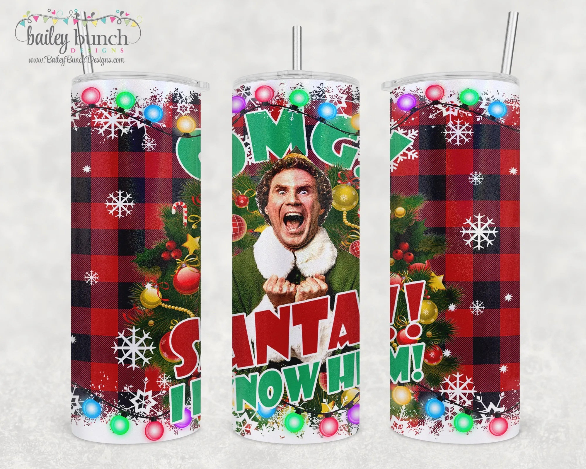 Christmas ELF Buddy Santa I know him Shimmer Glitter Tumbler TUMBELFSANTA20520