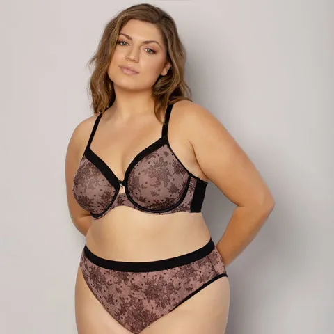 Curvy Couture Sheer Mesh Unlined UW Bra Chantilly