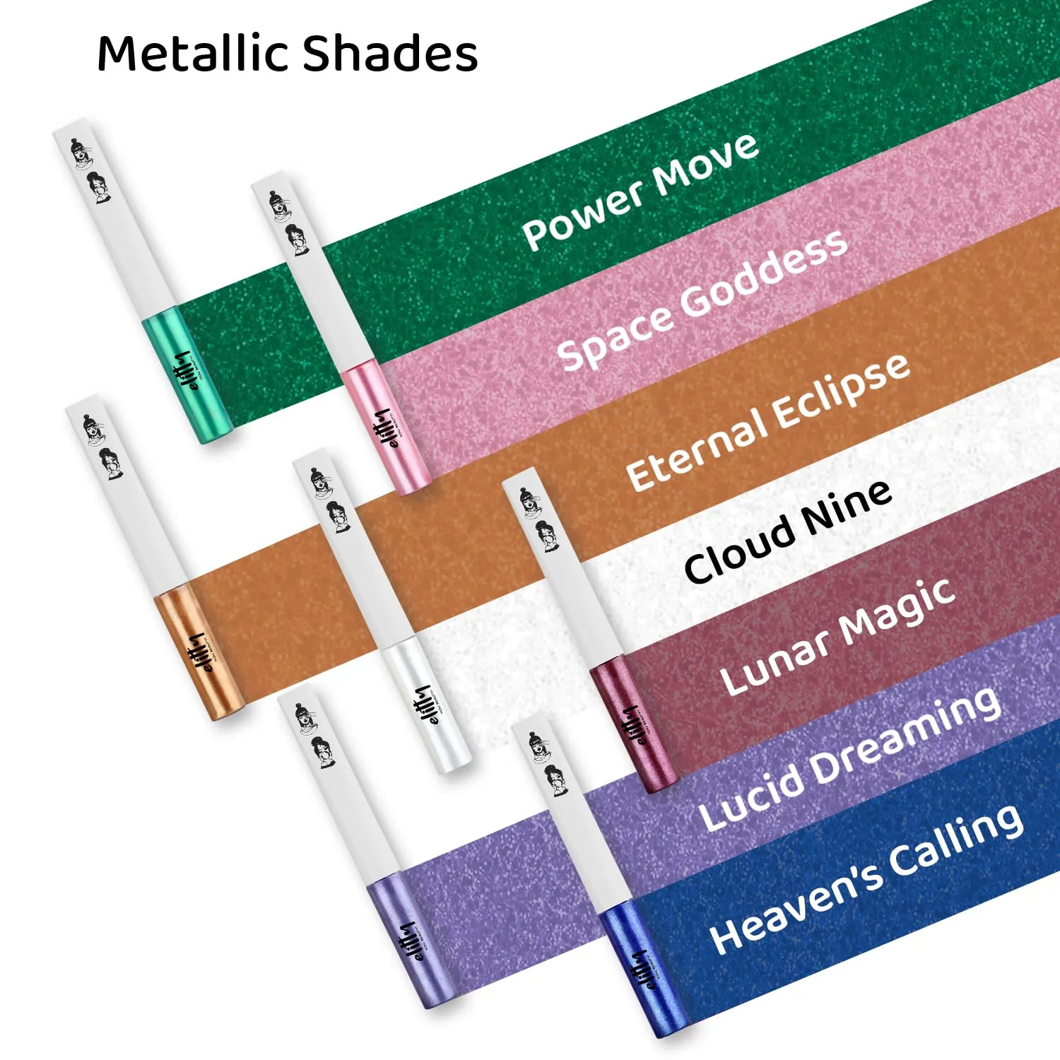Elitty Red Pop Colour Eyeliner, Metallic Finish | Long Lasting, Water Proof, Smudge Proof | Amla and Almond oil enriched| Vegan & Cruelty Free, Easy Application, Liquid Eyeliner (Lunar Magic) - 4ml