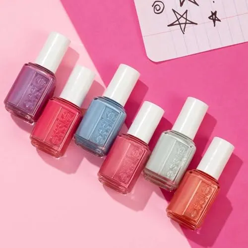 essie salon-quality nail polish, vegan, purple, shimmer, flirty flutters, 0.46 fl oz