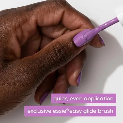 essie salon-quality nail polish, vegan, purple, shimmer, flirty flutters, 0.46 fl oz