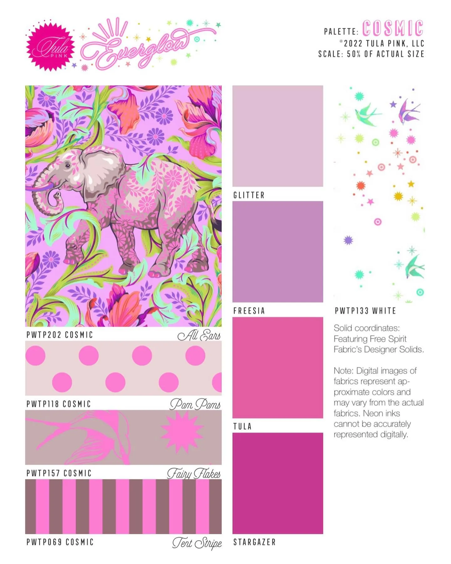 Everglow - All Ears - COSMIC PWTP.202.Priced per 25cm TULA PINK