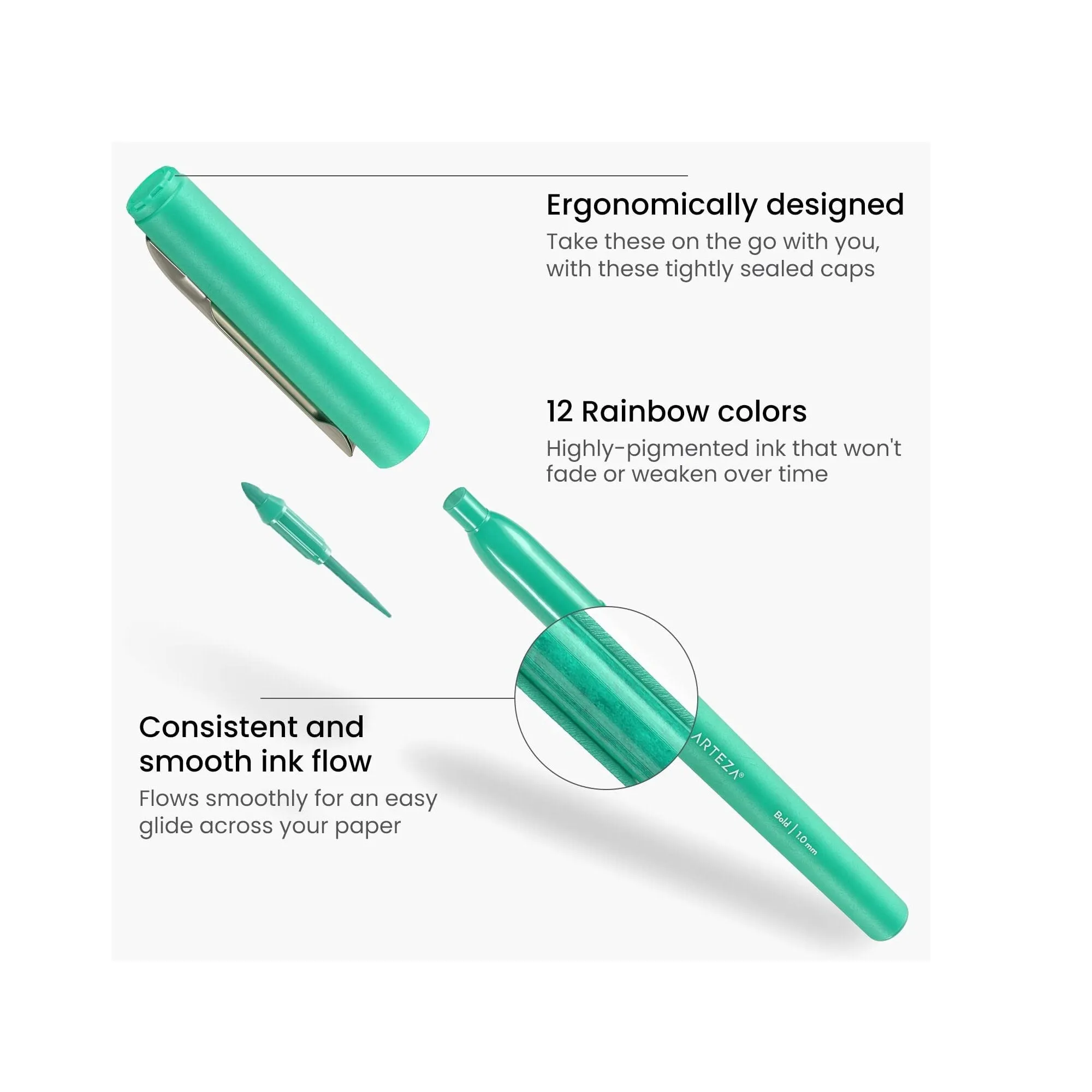 Felt Tip Pens | Set of 24 | 1.0–1.5 mm Fiber Tip