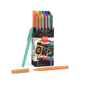 Felt Tip Pens | Set of 24 | 1.0–1.5 mm Fiber Tip