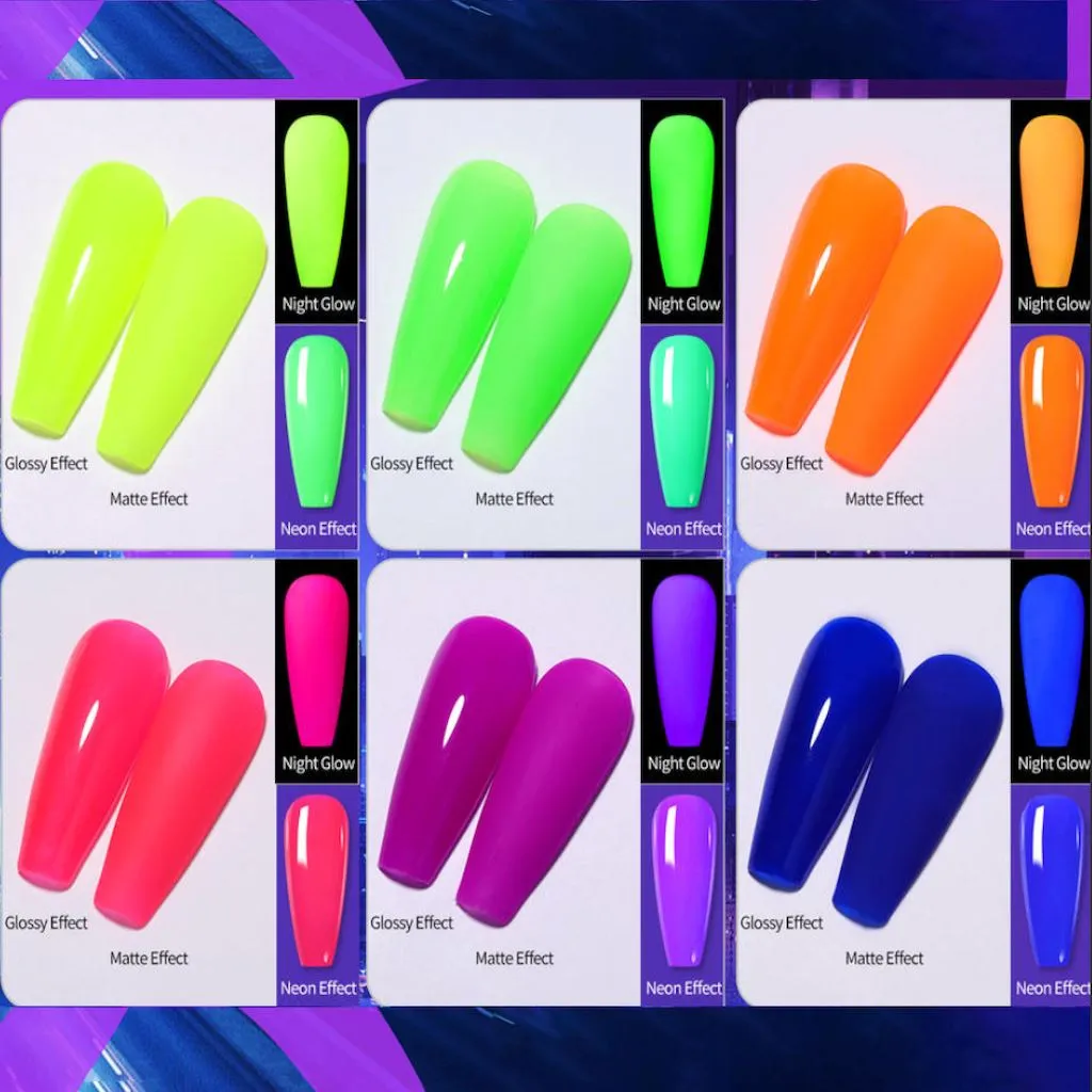 Fluorescent Glow-In-Dark - Gel Polish 6 Colour Set