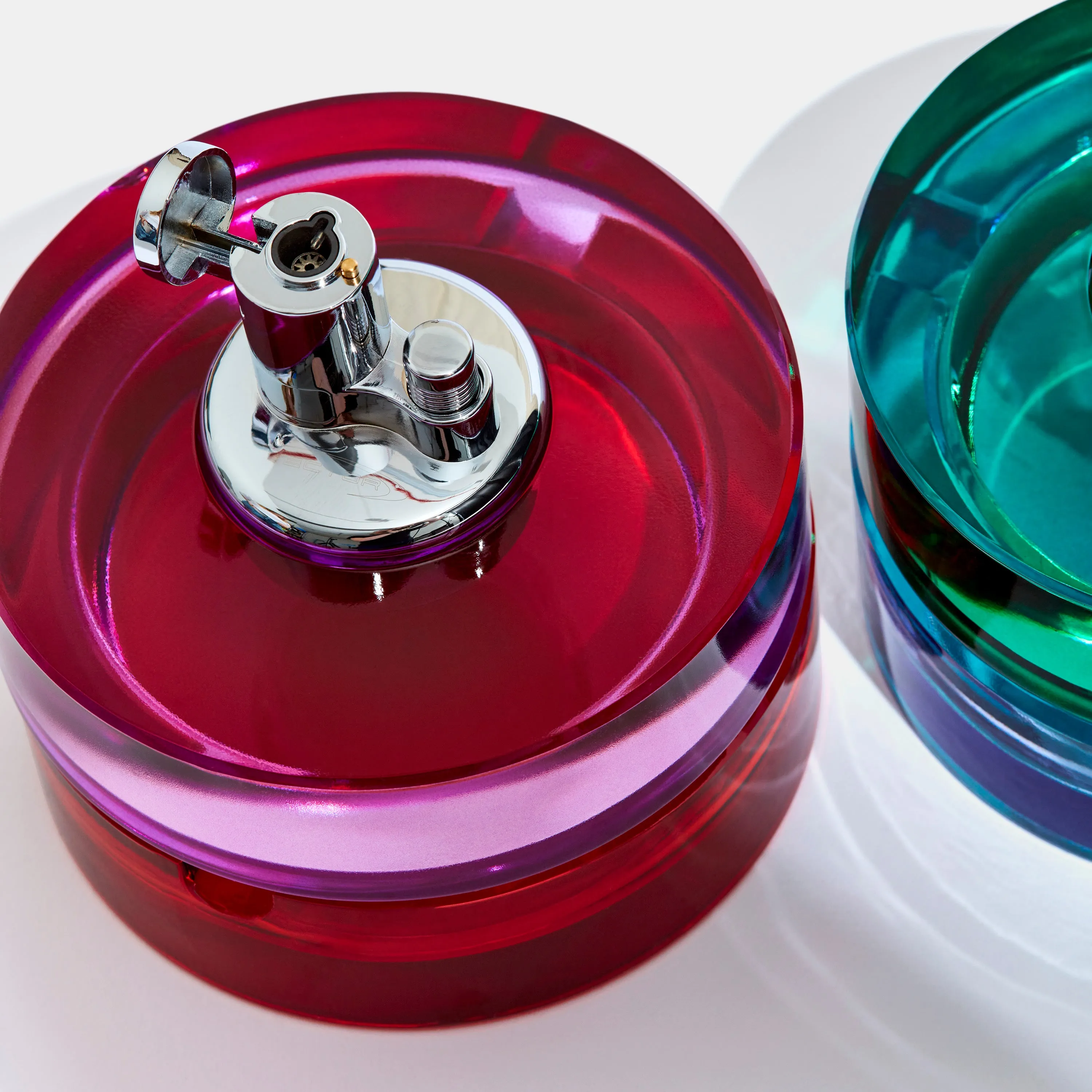 Glass Tabletop Lighter in Berry