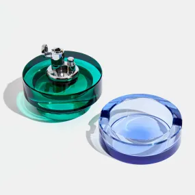 Glass Tabletop Lighter in Blue Algae