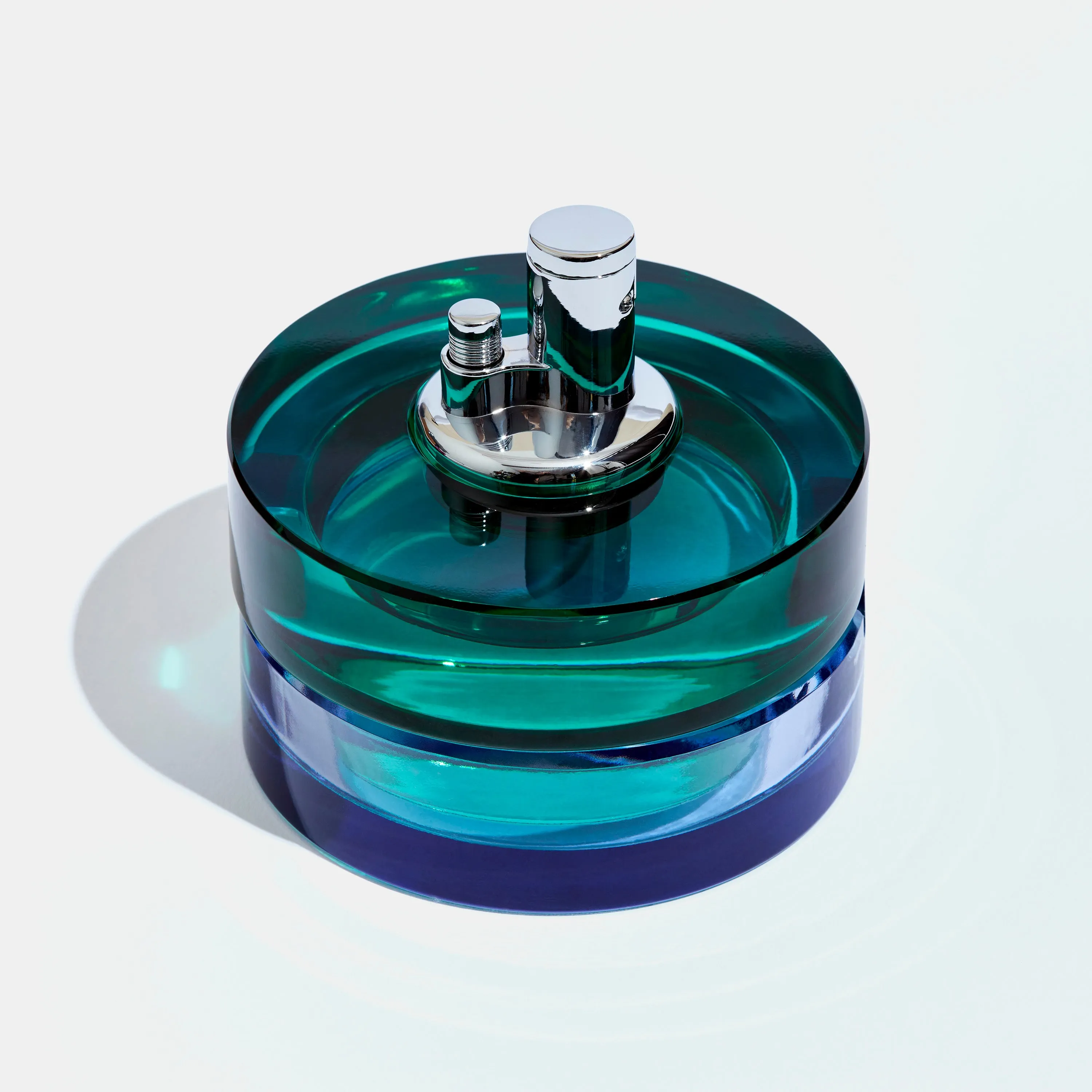 Glass Tabletop Lighter in Blue Algae