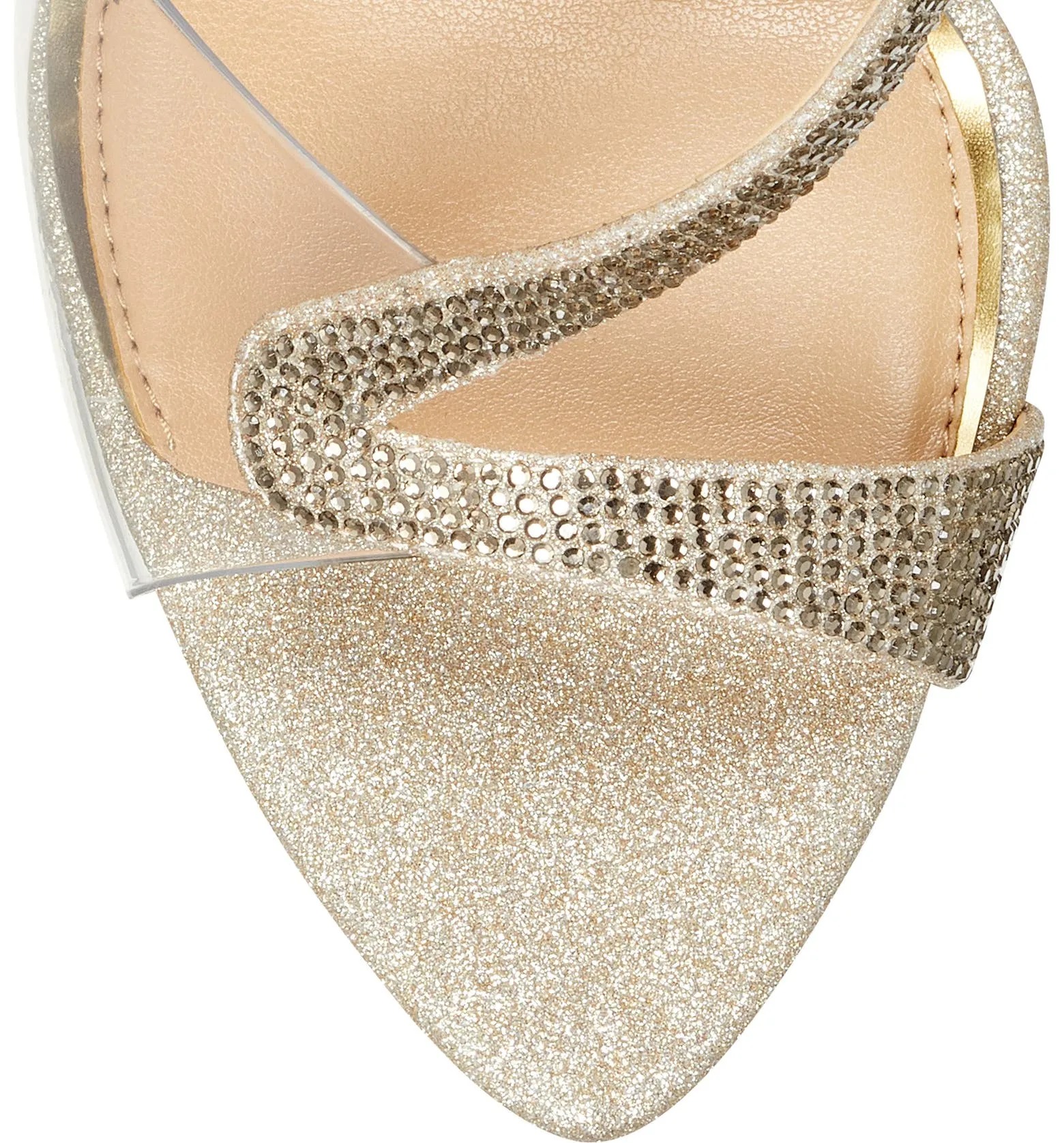 Jessica Simpson Whitley High Heel Pointed Open Toe Lucite Pumps Champagne Clear