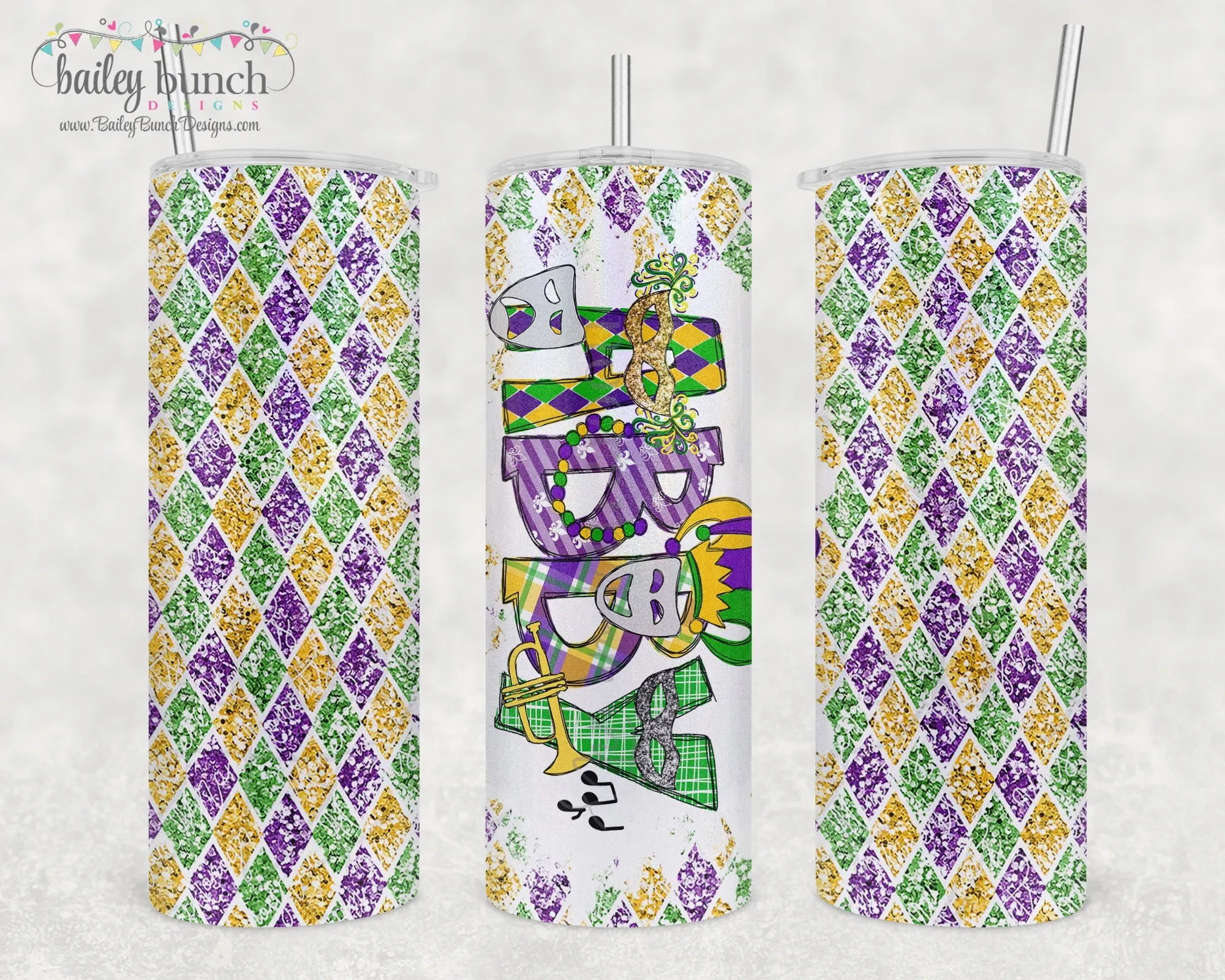 Mardi Gras Name Shimmer Glitter Tumbler TUMBMARDIGRAS0520