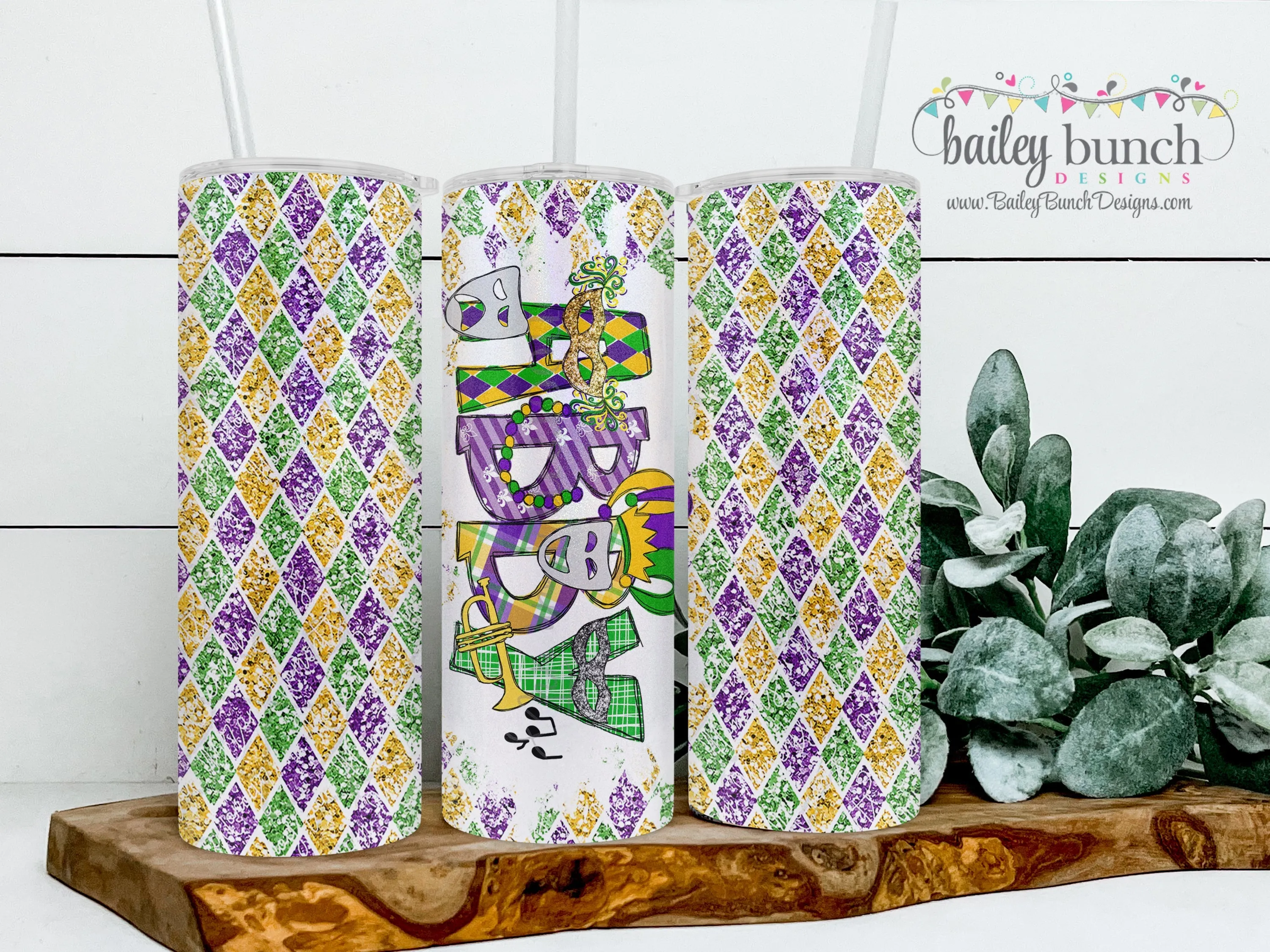 Mardi Gras Name Shimmer Glitter Tumbler TUMBMARDIGRAS0520