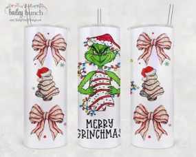 Merry Grinchmas Little Debbie Cake Shimmer Glitter Tumbler TUMBGRLD0520