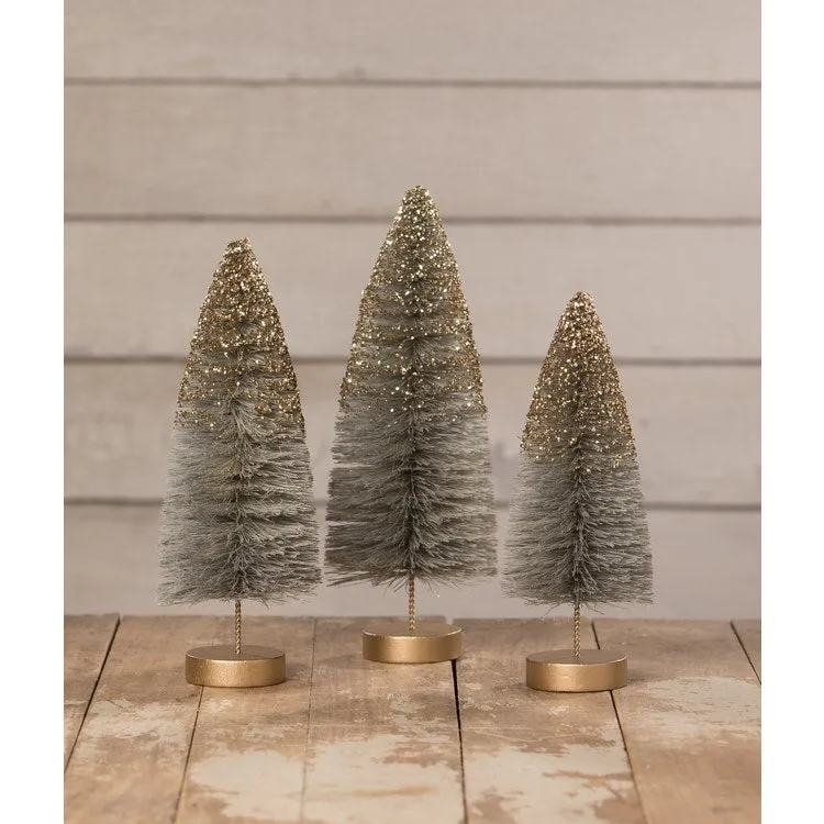 Midnight Shine Bottle Brush Trees Set of 3