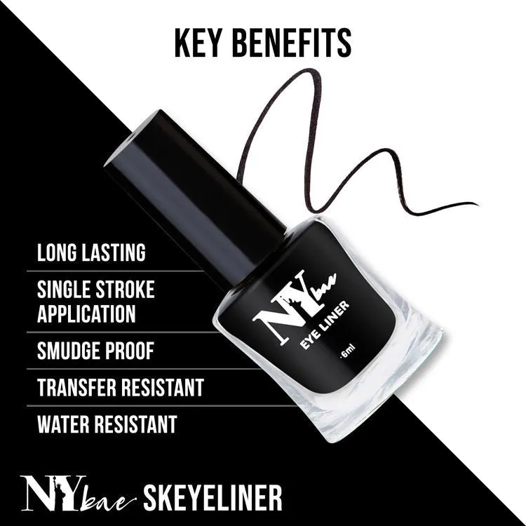NY Bae Skeyeliner - Black Matte (6 ml) | Liquid Eyeliner | Intense Pigmentation | Long Lasting | One Stroke Application